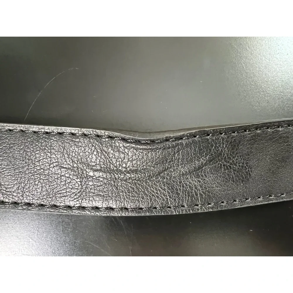 Relic Mens Black Faux Leather‎ Belt Silver Horseshoe Buckle Size Large 100206